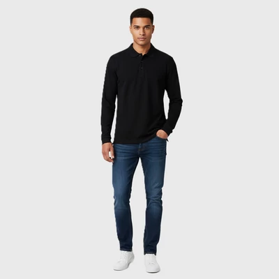 Fruit Of The Loom, fekete színű, hosszú ujjú férfi felső, M méret