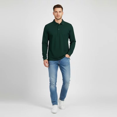 Fruit Of The Loom, zöld zínű, hosszú ujjú férfi felső, M méret