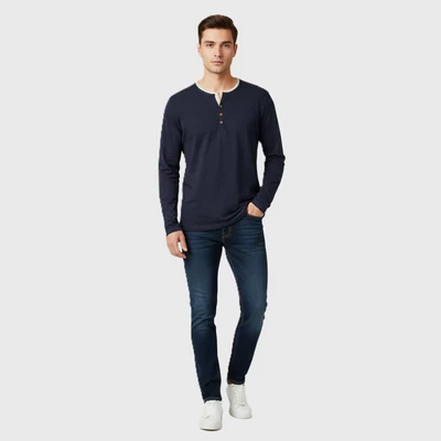 Straight Up, sötétkék színű, hosszú ujjú férfi felső, L méret