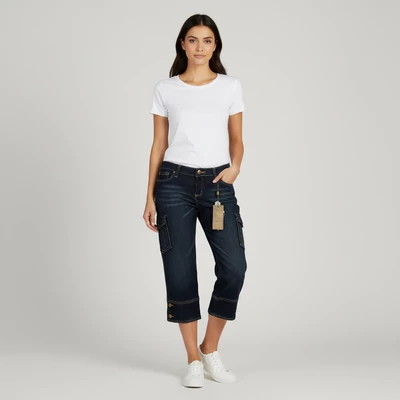 New Look, kék színű, 3/4-es női farmernadrág, L méret