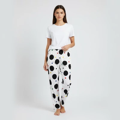 Mintás, hosszú női nadrág, M méret