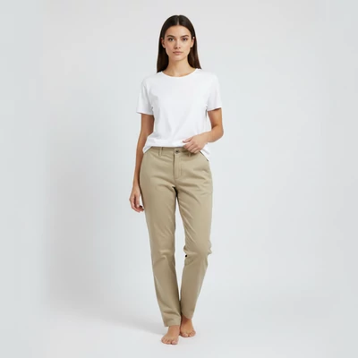 Tu, bézs színű, hosszú női nadrág, L méret