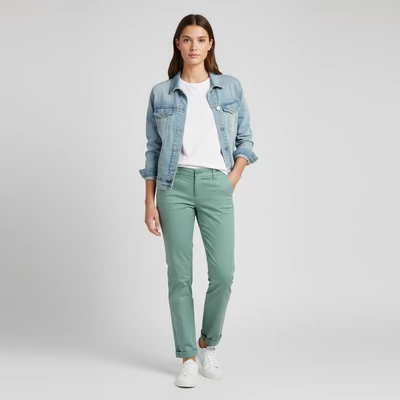 FLG, mentazöld színű, hosszú női nadrág, M méret