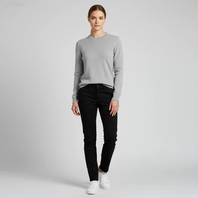 Velour, fekete színű, hosszú női nadrág, L méret