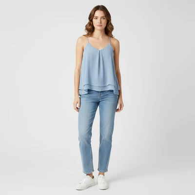 Spagettipántos, dupla rétegű női felső