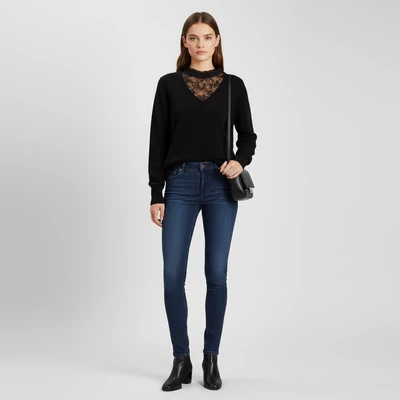 Body Flirt, fekete színű, hosszú ujjú női felső, M méret