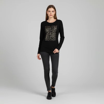 Everme mintás, hosszú ujjú női felső, S méret