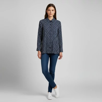 Amisu, mintás, hosszú ujjú női felső, XS méret