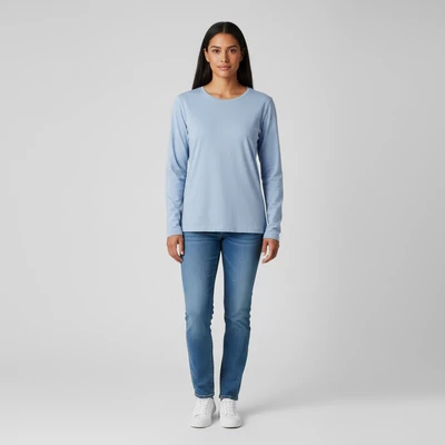 C&A, világoskék színű, hosszú ujjú női felső, L méret
