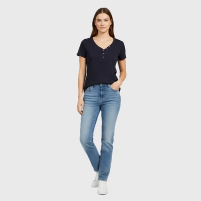 Pescara, sötétkék színű, rövid ujjú női felső, L méret