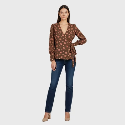 Mintás, hosszú ujjú női felső, L méret