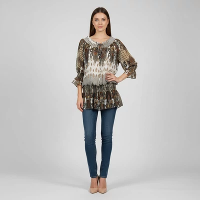 Mintás, hosszú ujjú női felső, L méret