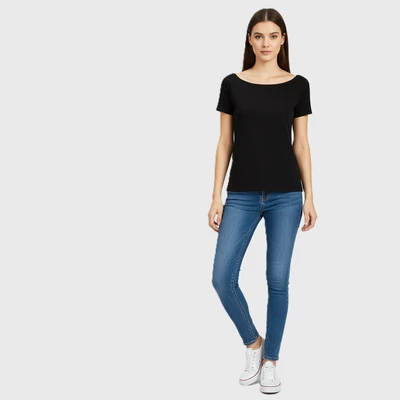 Arizona, fekete színű, rövid ujjú női felső, M méret