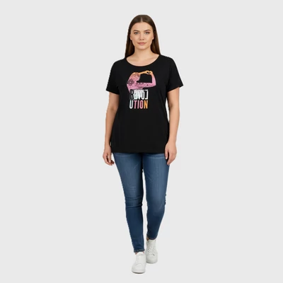 Ever.me, mintás, rövid ujjú női felső, 2XL méret