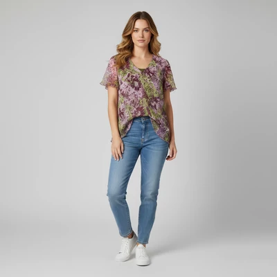 Daxon, mintás, rövid ujjú női felső, 2XL méret