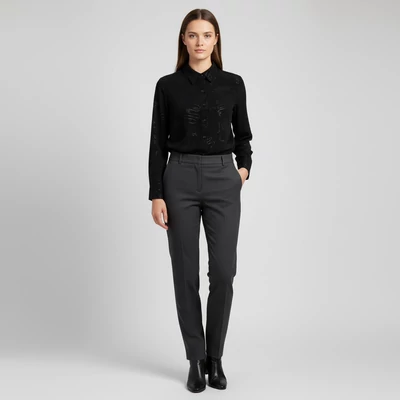 Fekete színű, hosszú ujjú női felső, XL méret