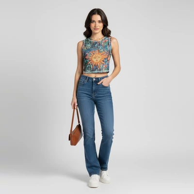 Áttetsző anyagú, top fazonú mintás női felső