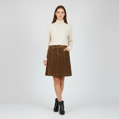 Elől zsebes, bársony női szoknya