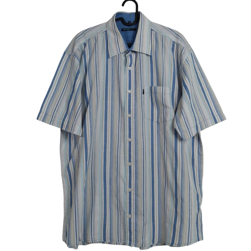 Elején gombos és zsebes, csíkos férfi ing