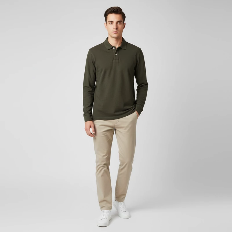 C&A, kekizöld színű, hosszú ujjú férfi felső, L méret