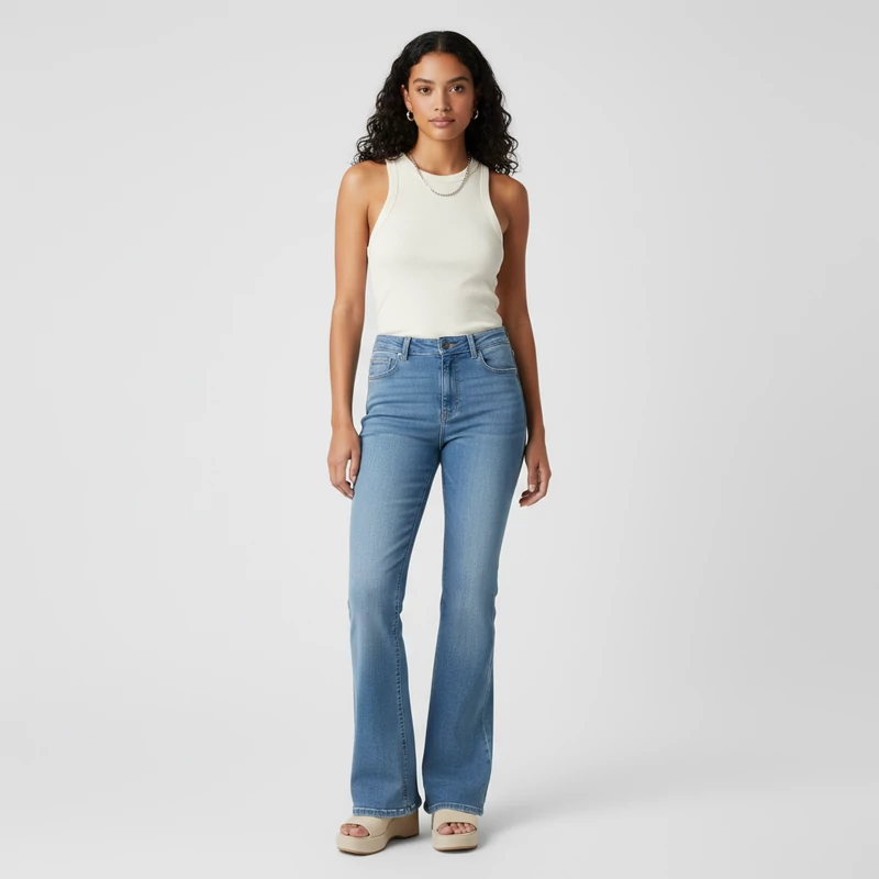 H&M, kék színű, hosszú női farmernadrág, S méret