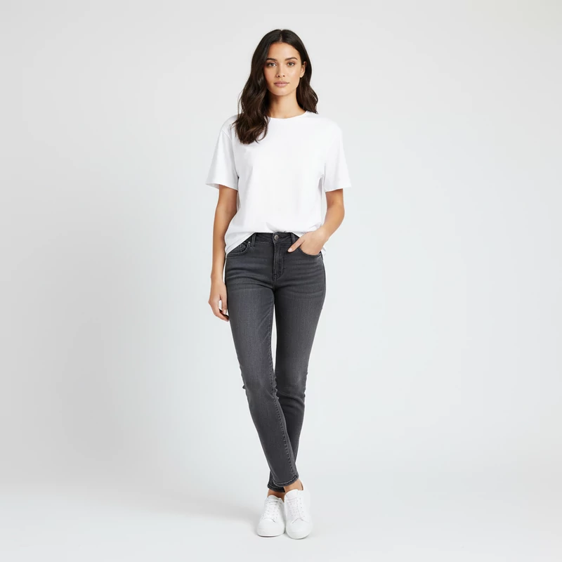 H&M, világosszürke színű, hosszú női farmernadrág, M méret