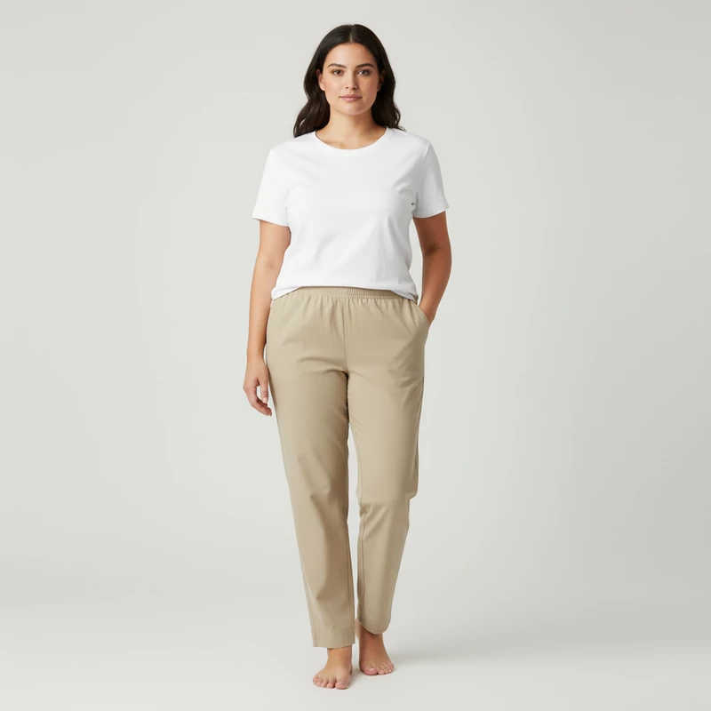 Homokszínű, hosszú női nadrág, 2XL méret