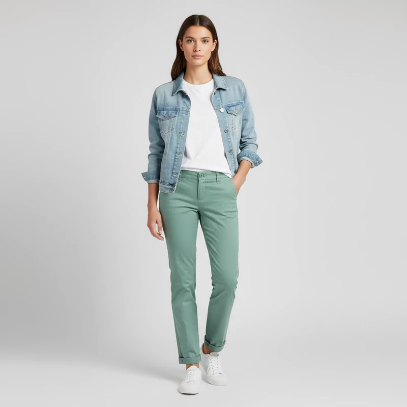 FLG, mentazöld színű, hosszú női nadrág, M méret