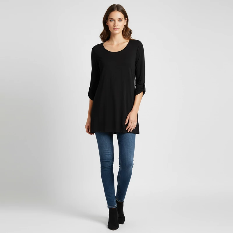 Oldalán alul húzott varrású női felső