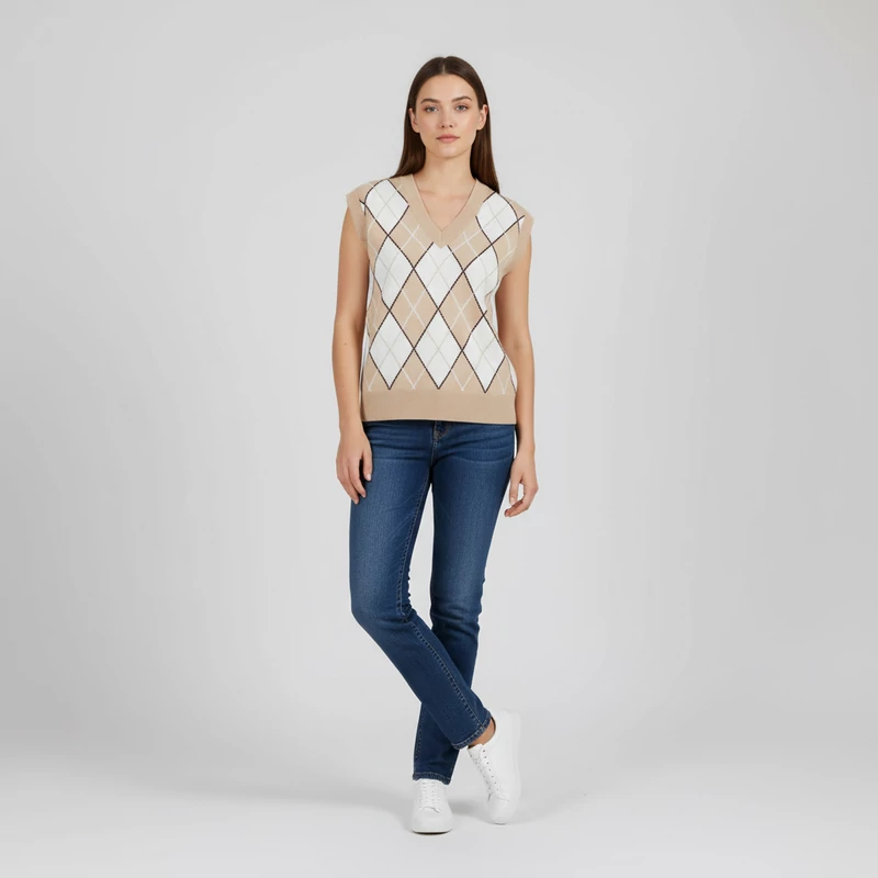 Elején mintás női mellény