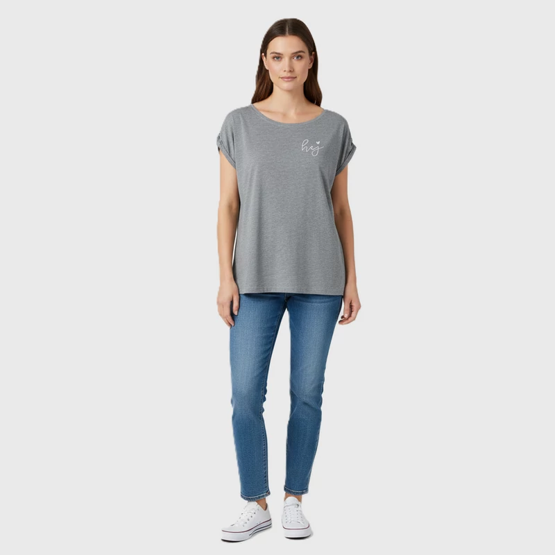 Ujja végén hajtókás, elején mintás női felső