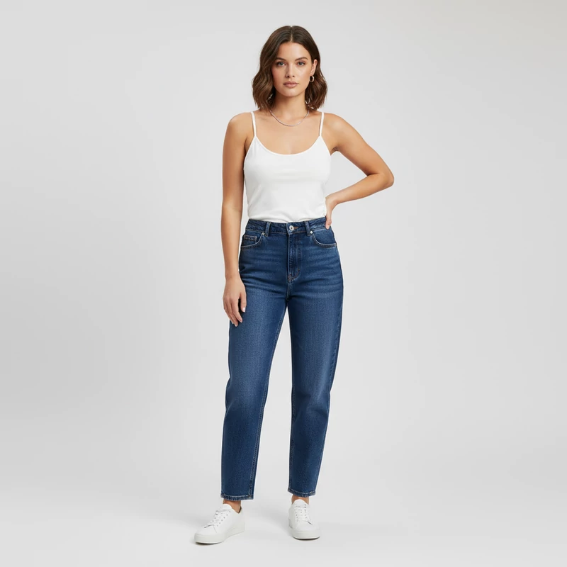 Spagettipántos, fehér női felső