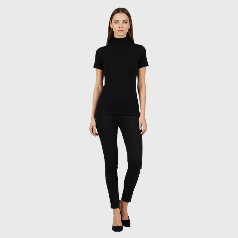 Garbónyakú, fekete női felső