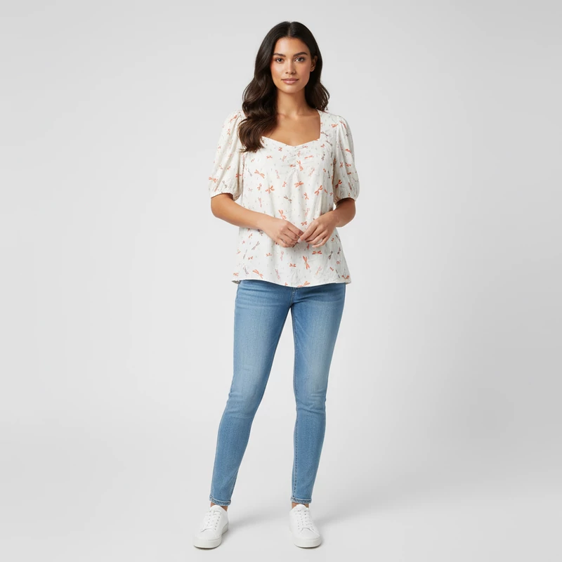 Ezüst-, és aranyszállal díszített, mintás női felső