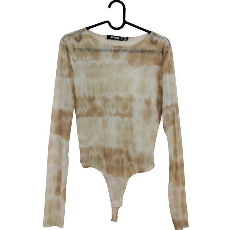 Mikroháló anyagból készült, mintás női felső (body)