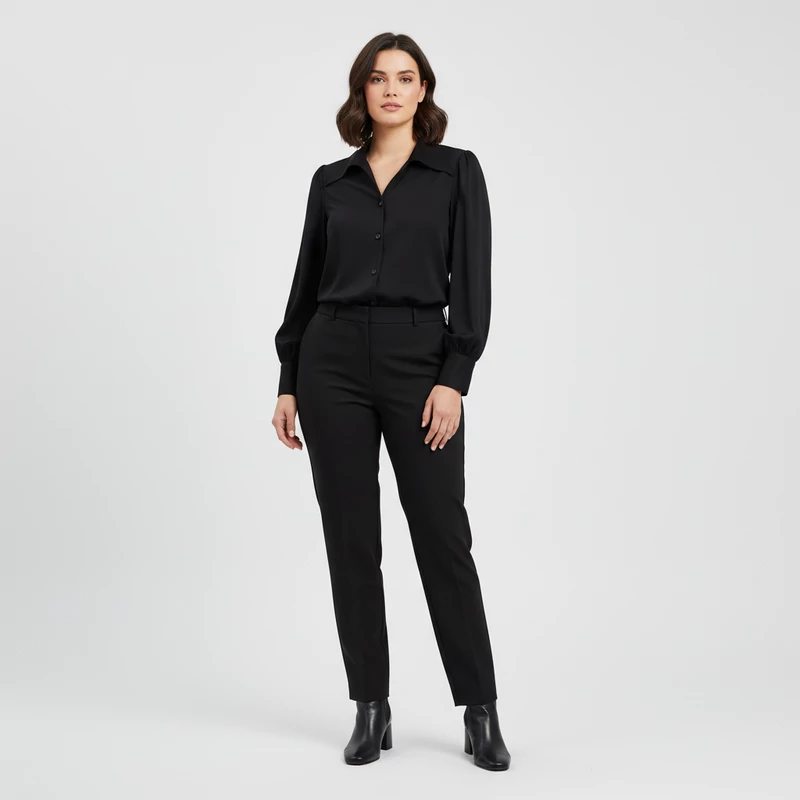 Elején gombos, galléros női felső 