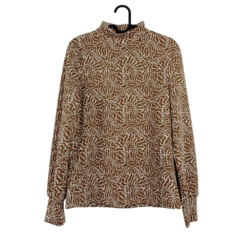 Magas nyakú, mintás női felső 