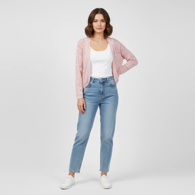 Elején nyitott, csipkés női kardigán