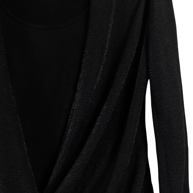 Elején átlapolt, dupla hatású, csillogó anyagú női felső