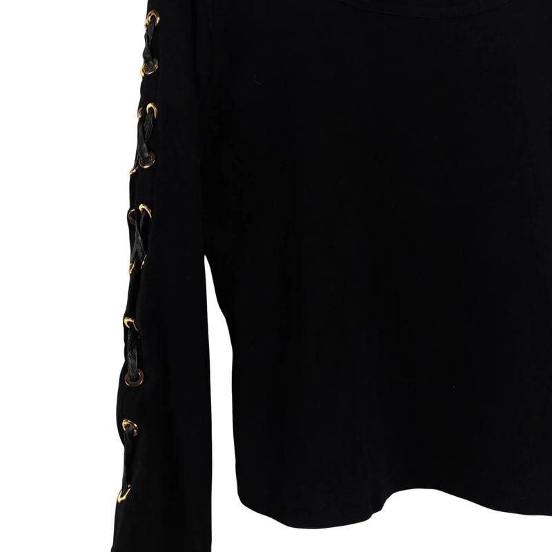 Rövid fazonú, ujján fűzős női felső