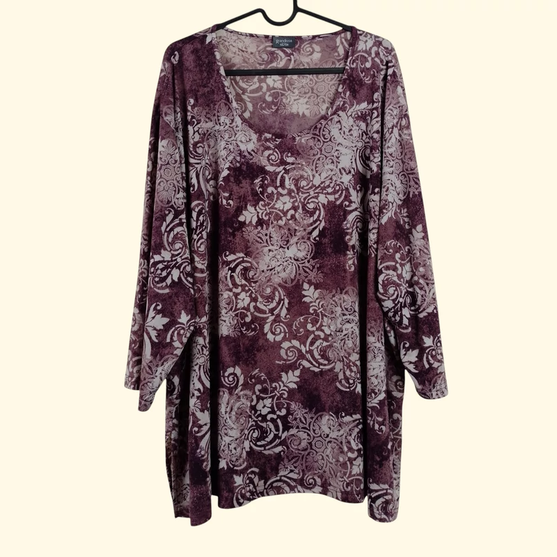 Grandiosa, mintás, hosszú ujjú női felső, 3XL méret