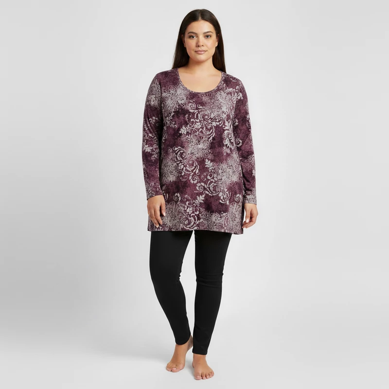 Grandiosa, mintás, hosszú ujjú női felső, 3XL méret