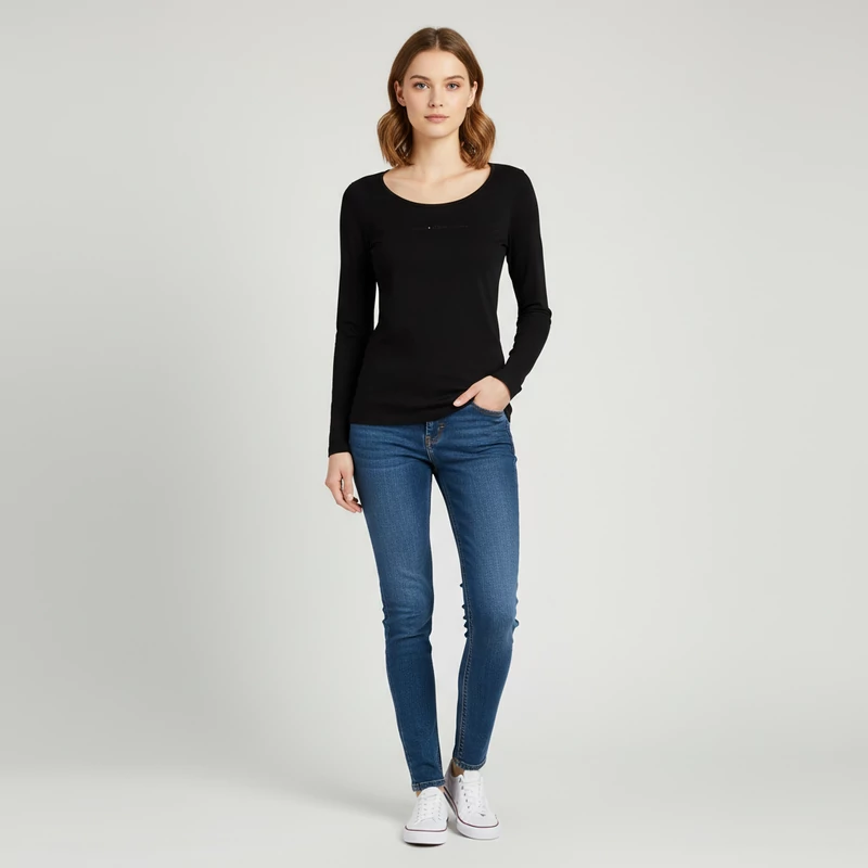 s.Oliver, fekete színű, hosszú ujjú női felső, S méret