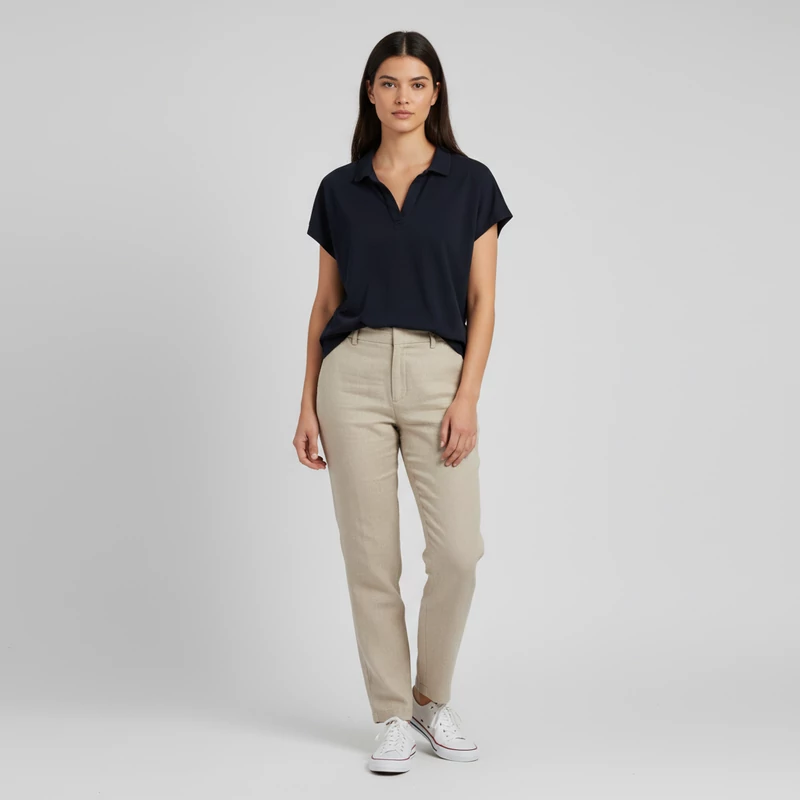 Betty&Co, sötétkék színű, rövid ujjú női felső, L méret