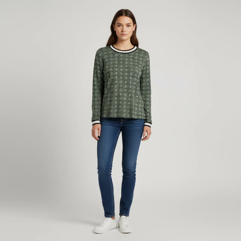 True Spirit, mintás, hosszú ujjú női felső, L méret