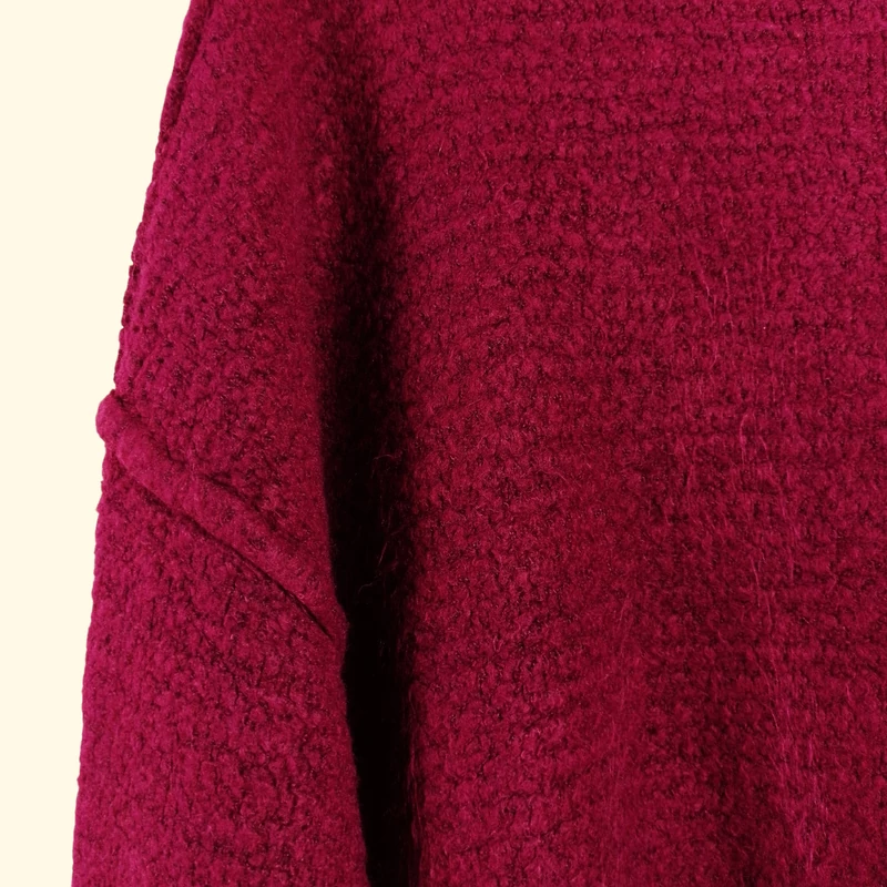 Pull&Bear, sötét mályva színű, hosszú ujjú női felső, S méret