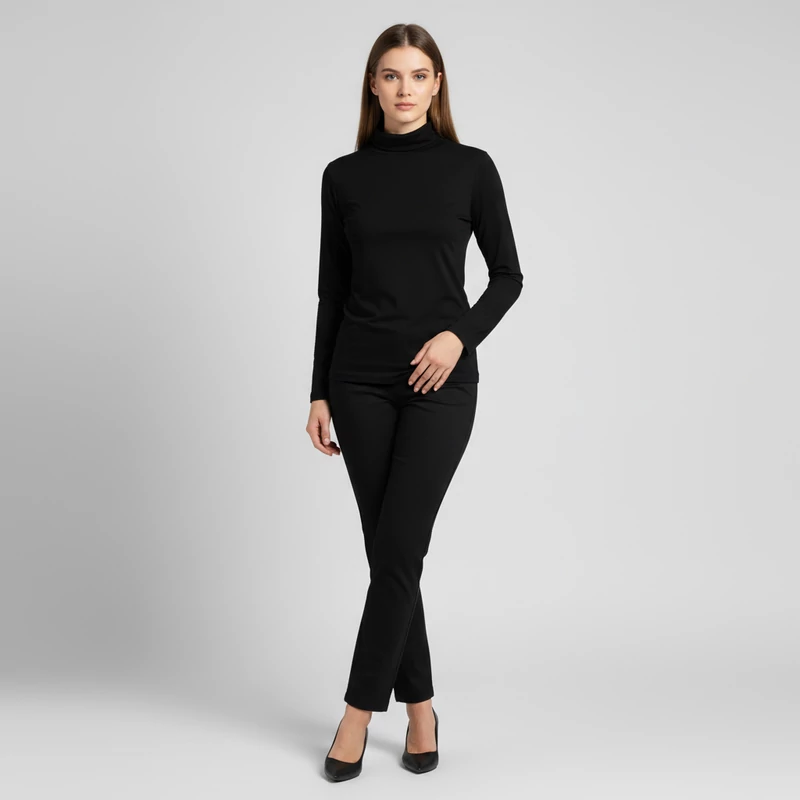 Fekete színű, hosszú ujjú női felső, M méret