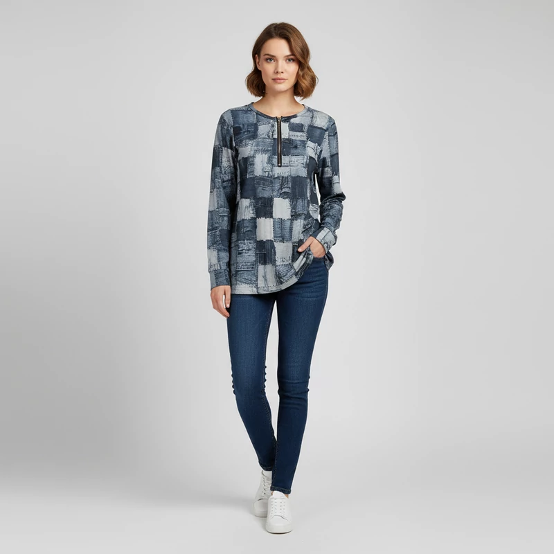 Mintás hosszú ujjú női felső, L méret