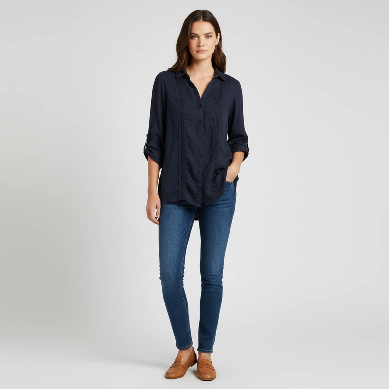 OVS, sötétkék színű, hosszú ujjú női felső, M méret