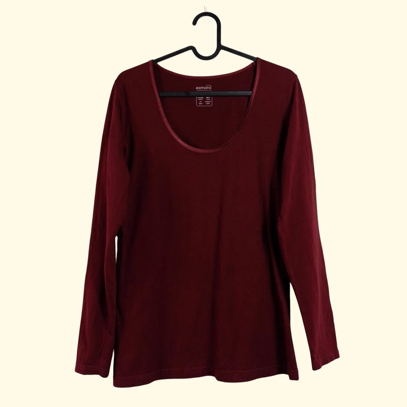 Esmara, bordó színű, hosszú ujjú női felső, M méret